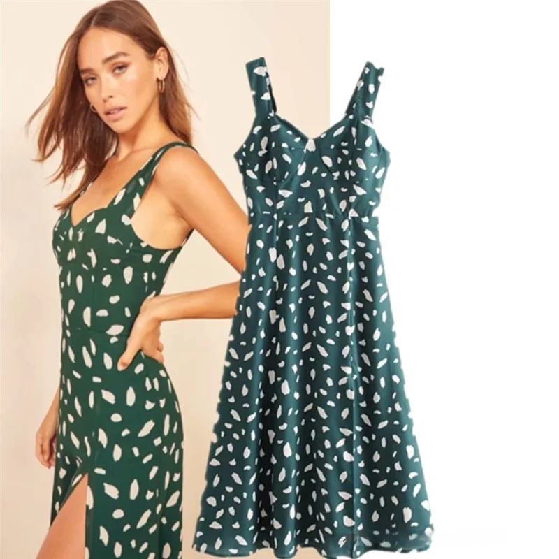 Imprimé rétro coupe ajustée Dr Vaion voyage Sexy haute fente longue Dr Street Sle Svel V Ne été 2020 décontracté Ele