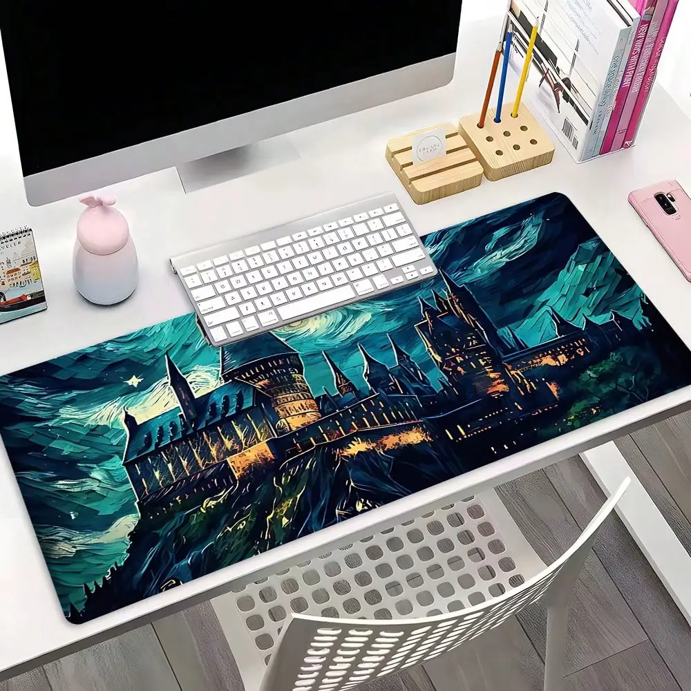 1pc Starry Castle Mouse Pad, Artistic Magic Castle Large Office Mouse Pad, Extended Starry Castle Painting Style Mouse Pad With Non-Slip Rubber Base And