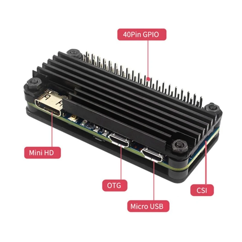 896F Aluminum Alloy Cover Case with 40Pin GPIO Header for Banana Pi M2 Zero Metal Shell with CPU Heatsink Passive Cooling image 2