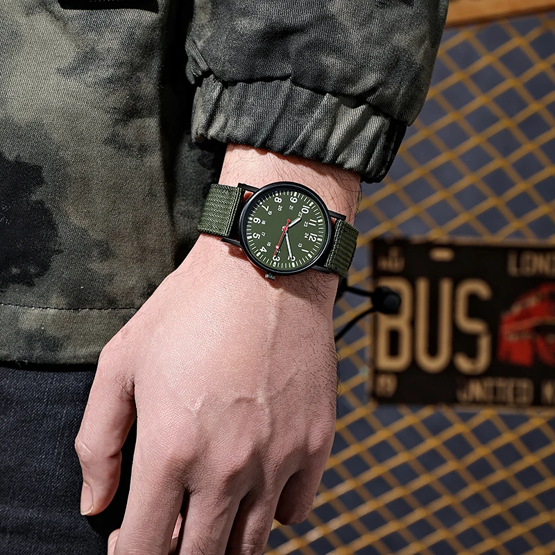 Montre-bracelet militaire à quartz pour homme, bracelet en nylon simple, sport Shoous, degré de choc