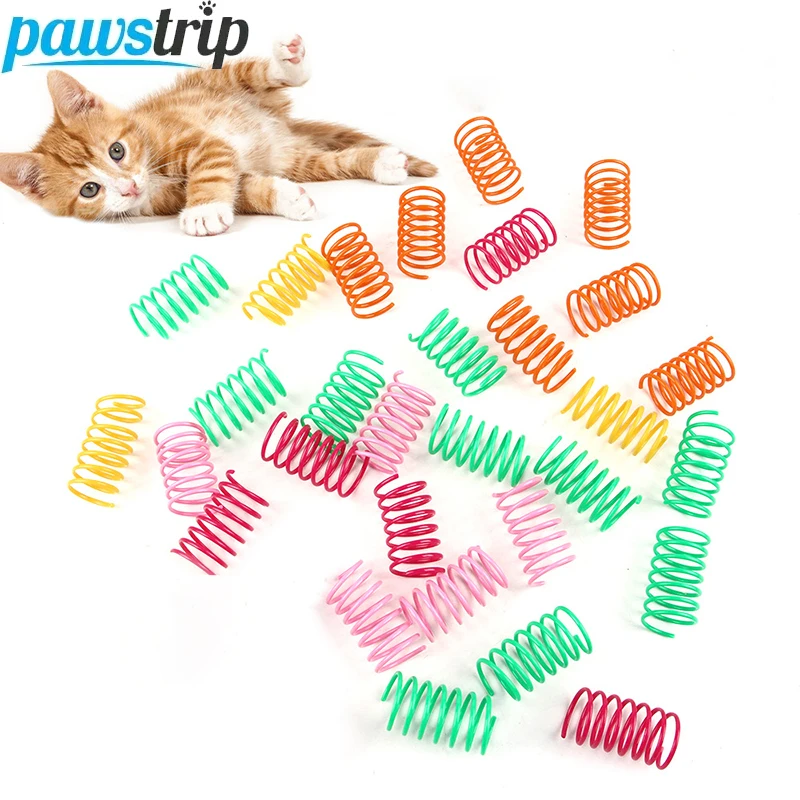 50PCs Interaktive Katze Spielzeug Katze Frühling Spielzeug für Katzen Kätzchen Katze Lustige Spielzeug Bunte Spule Spirale Federn Katze Zubehör
