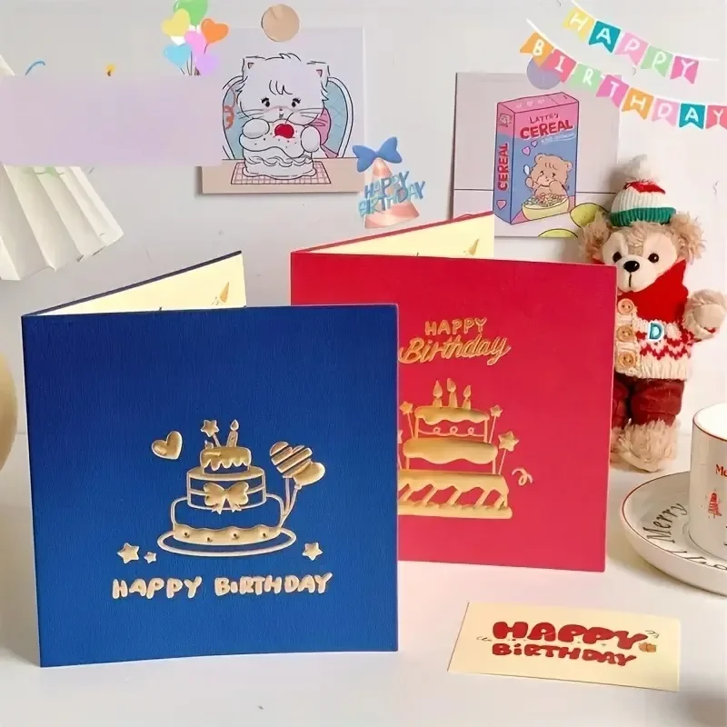 Musikalische Geburtstagskarten, 3D-Pop-Up-Grußkarte mit LED-Lichtern und Spieluhr, Hochzeitstischdekoration, Geschenkkarte, Partygeschenke