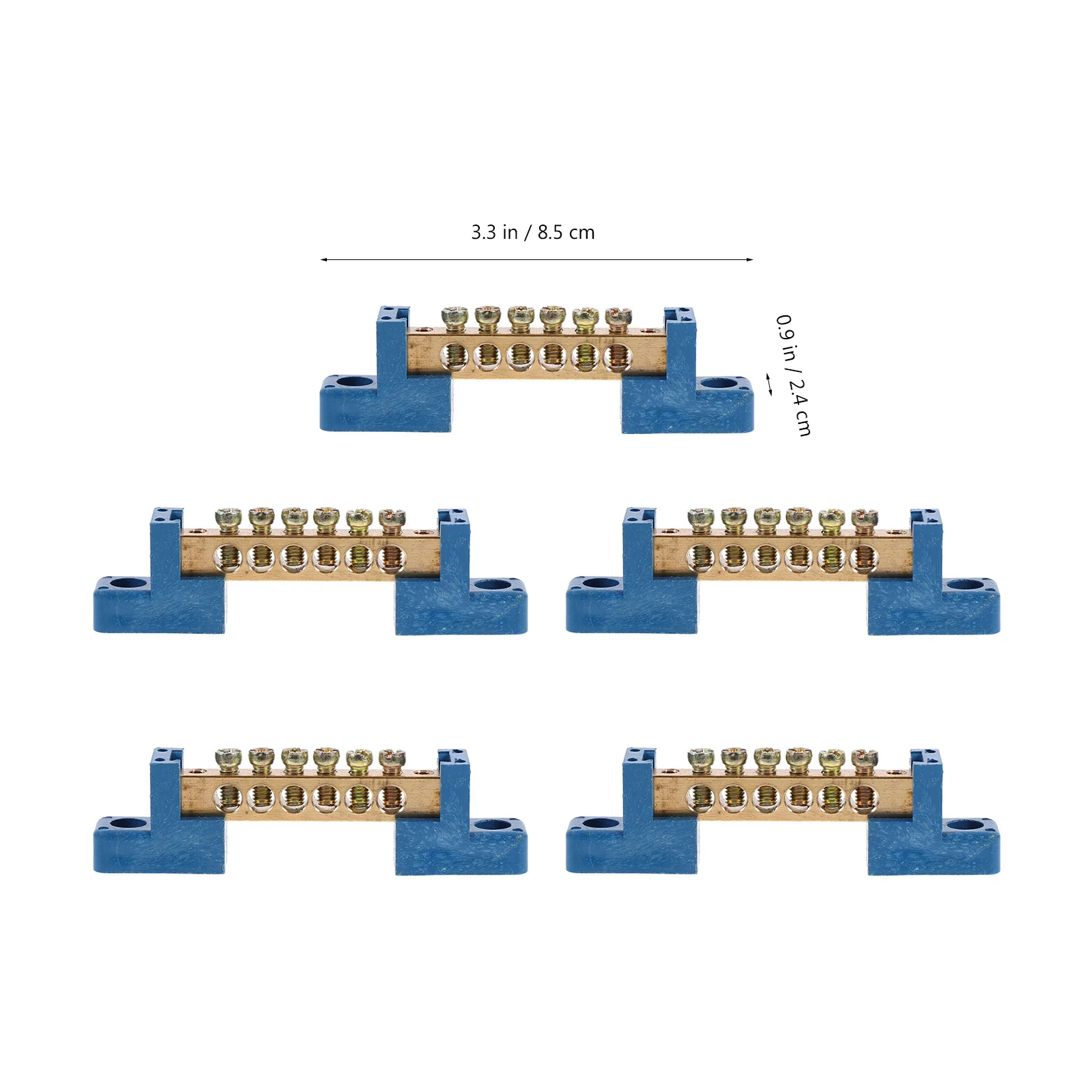 

5Pcs Brass Ground Bar 6 Positions Terminal Block Bus Bar Wire Terminal Strips for Automotive Distribution