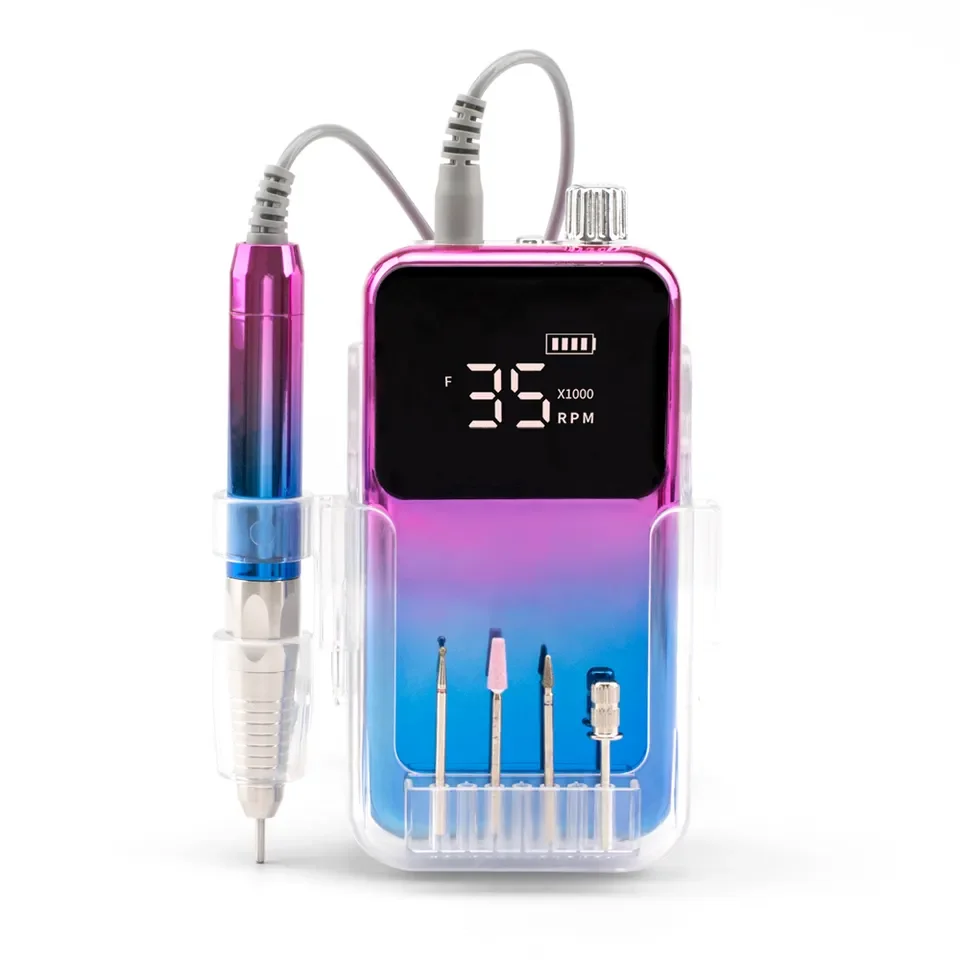 Elektryczna frezarka do paznokci, bezprzewodowa, akumulatorowa, cicha, z wyświetlaczem LCD, 35000 obr./min, do manicure, bezszczotkowa, do żelu i lakieru.