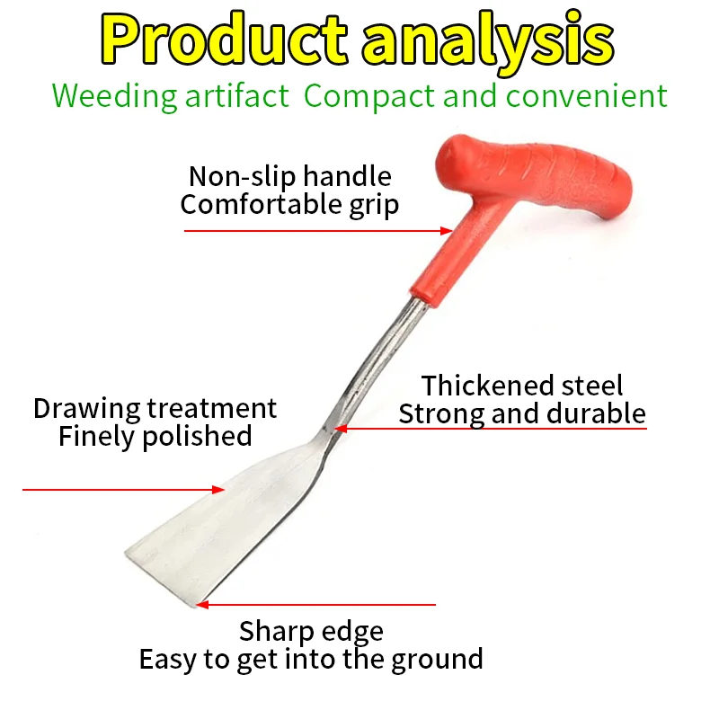 Multifunctioneel tuingereedschap, schep voor wilde groenten, zeeplanten, bloemen, verdikte ijzeren schoffel voor wieden