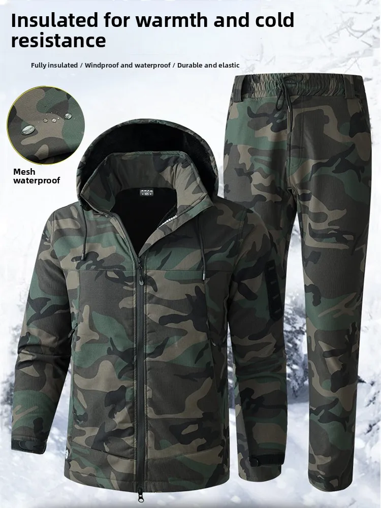 

Thiened Fce Autumn Winter Camouflage Workwear Set for Men Waterproof Cold Proof Wear Resistant Labor Protection Clothing