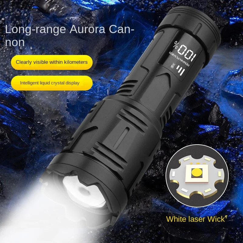 High Power Led Flashlight Rechargeable Zoomable digital display Tactical Torch Type-C charging Portable lantern for Camping