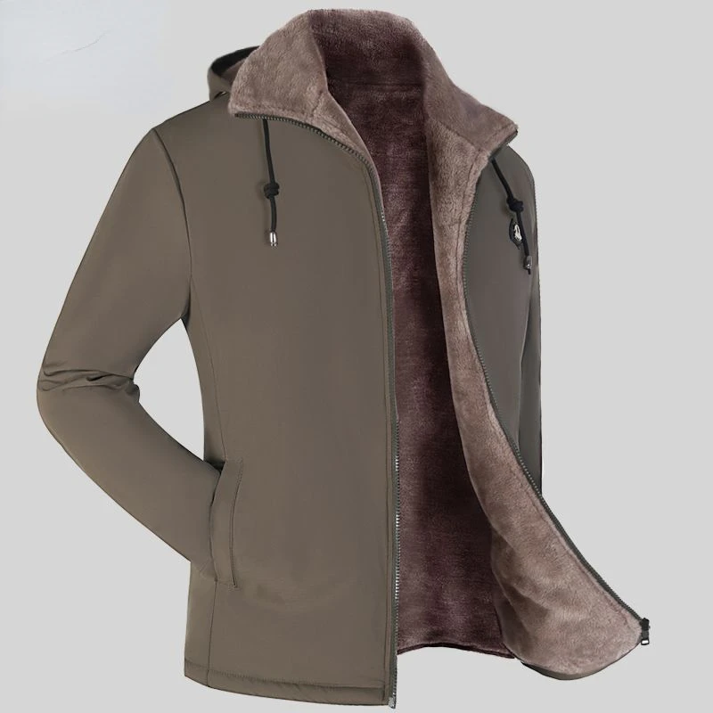 

Men Long Solid Color Parkas Winter Thick Fleece Parkas Jacket Coat Men Outdoor Casual Pockets Loose Parka Jacket Men E50