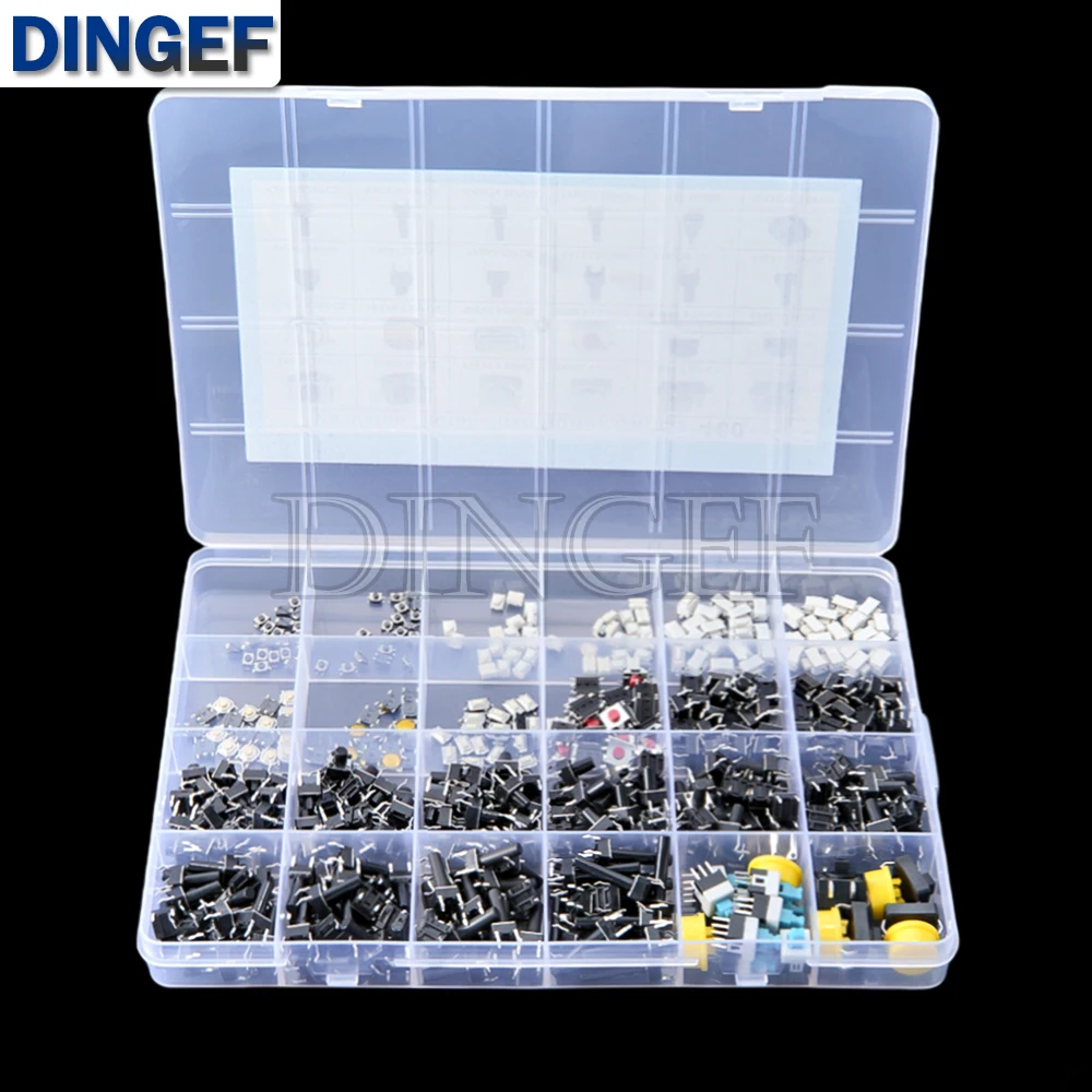 460PCS 24 Values Tactile Push Button Switch SMD Micro Momentary Tact Switch Assortment Kit