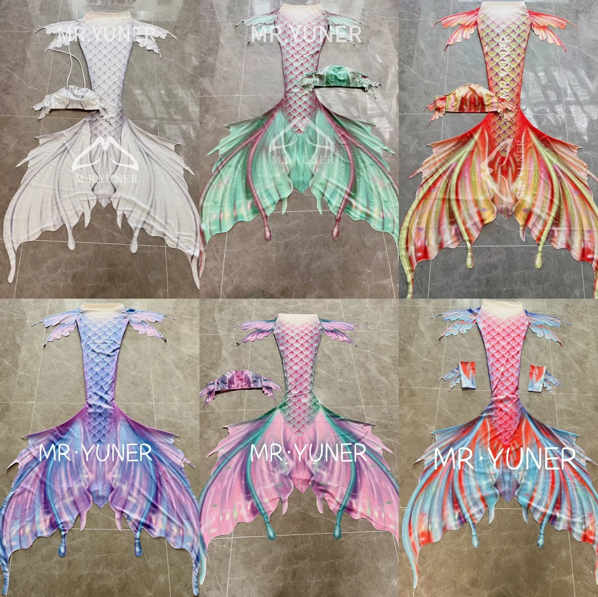 

Multi-Color Mermaid Princess Performance Costume Iridescent Laser Audition Mermaid Tail Skirt Gradient Sequined Swimsuit