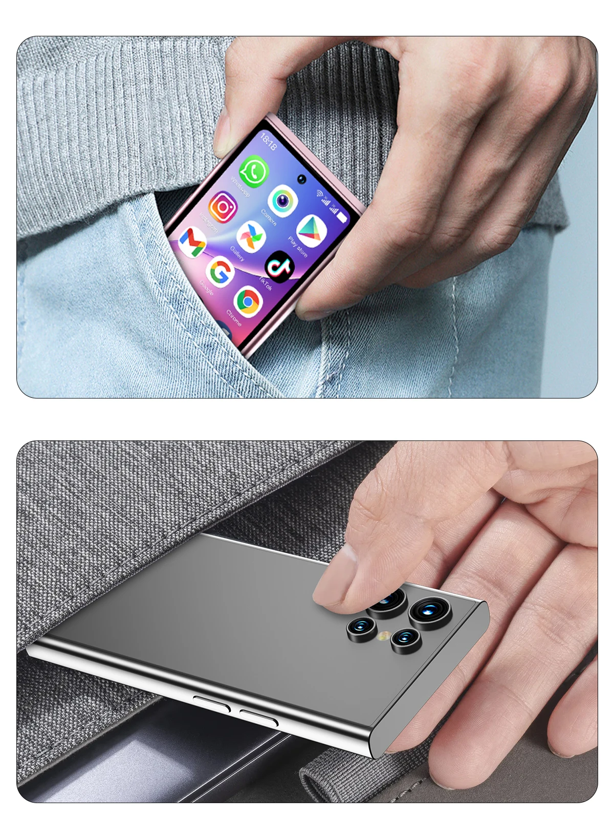 SERVO S27 MINI Android OS Mini Smartphone 4G LTE 16GB/64GB ROM Play Store WiFi Face Unlock 2 SIM 4.0" Pocket Small Smart Phones