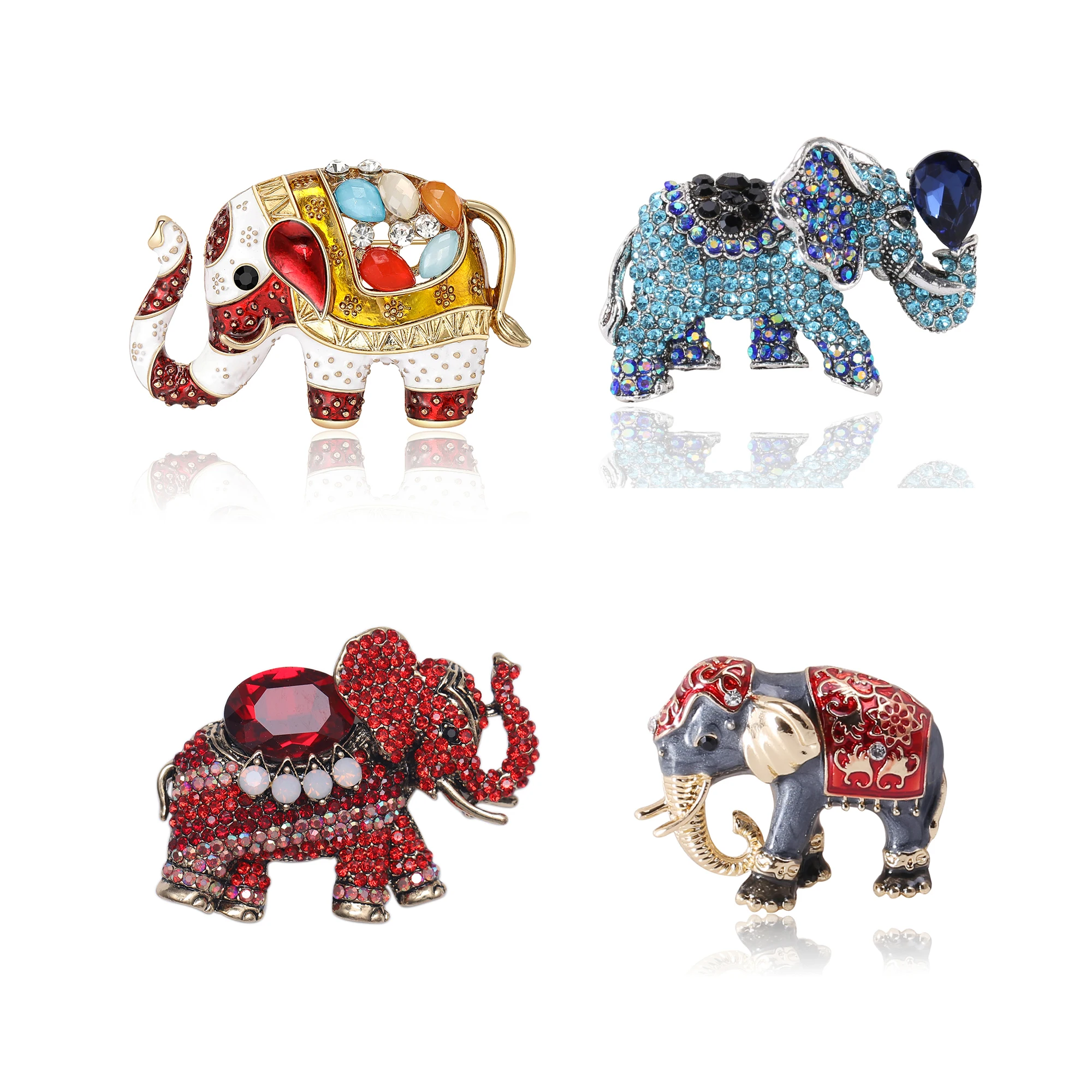 Beaut&Berry Vintage Elephant Brooches for Women Unisex Animal Pins Multi-coloured Optional Casual Party Accessories Gifts