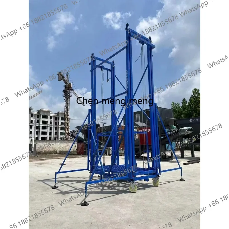 Portable electric telescopic lifting scaffolding steel frame automatic platform with wire rope sling suitable for warehouse carg