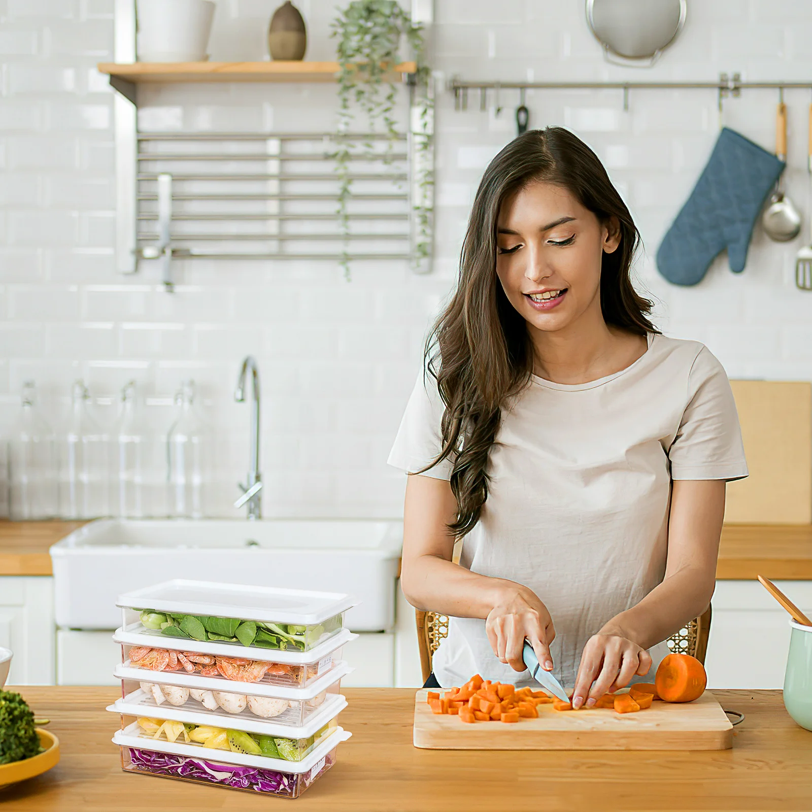 

Meat Storage Box Clear Bacon Container for Refrigerator Food Preservation Freshness Sealed Lid Dust Proof Multi Use Kitchen