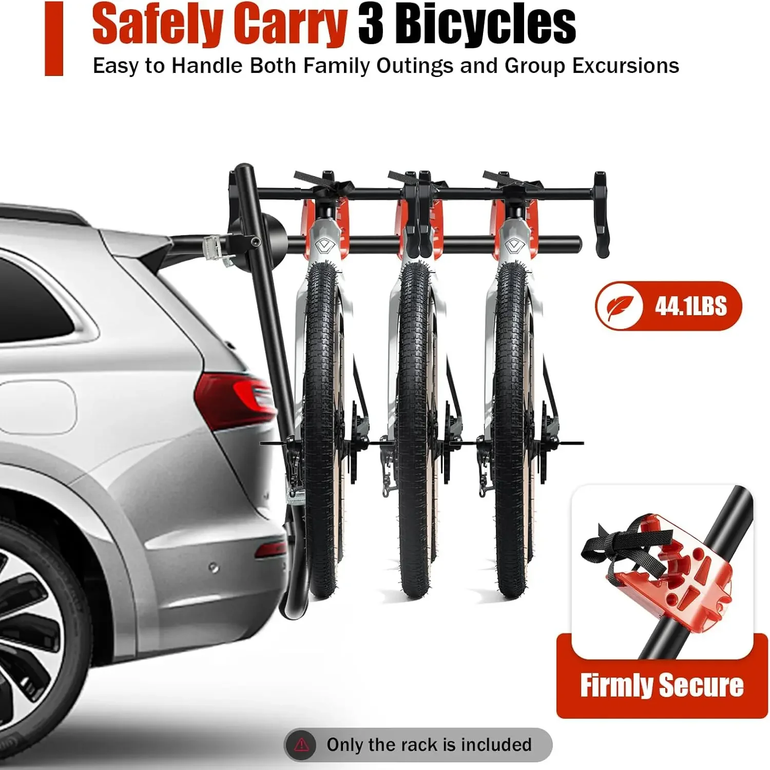 

Foldable Car Trunk Bike Rack, Mounts 3 Bicycles, Durable Bicycle Rack Carrier for Bikes, Hatchbacks, Sedans,SUV, Vans