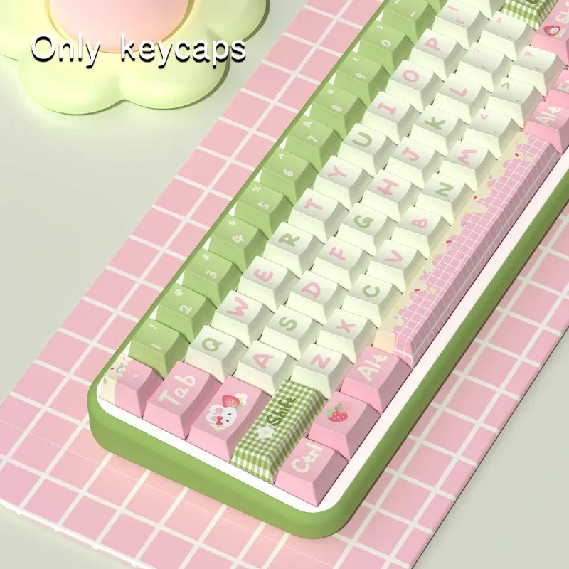 Strawberry Milk Bunny Keycap Original Factory Made High Pbt Material Heat Sublimation Personalized Customized Mechanical Keycap