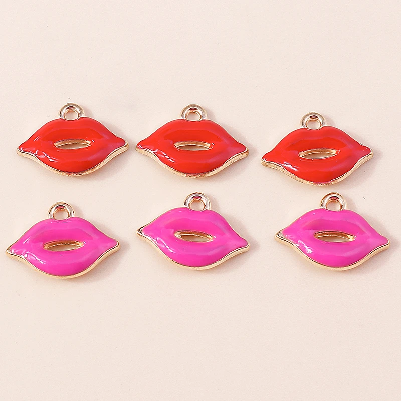 Duarte 20 Stück/Set Niedliche Emaille-Make-up-Anhänger in Form von roten Lippenstiften für Schmuckherstellung, Ohrringe, Halsketten, DIY-Bastelzubehör – Detail 10