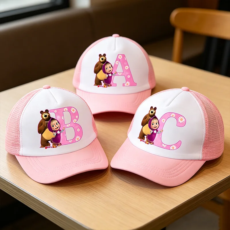 Mashas and The Bear Kids Baseball Caps Cartoon Anime Casual Hat Outdoor Sports SunHat Adjustable Peaked Cap Girl Birthday Gift