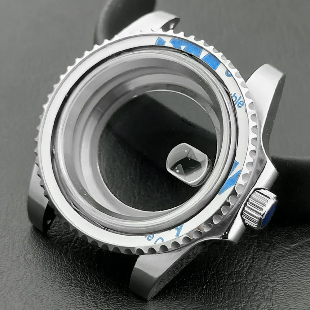 40.5 مللي متر الفرعية صالح NH-35-36 حركة الرجال الفضة حالة الياقوت ساعة صندوق معدني 50 متر مقاوم للماء أجزاء الساعة والاكسسوارات