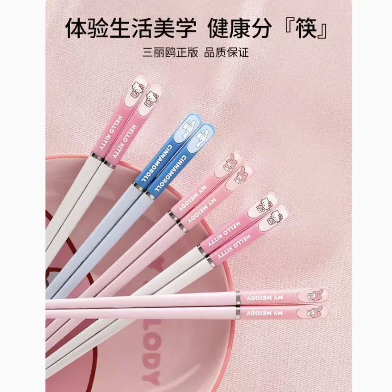 3 Pairs Anime Sanrios Chopsticks Hello Kitty My Melody Cinnamoroll Kawaii Reusable Couple  Sushi Food Chopstick Home Tableware