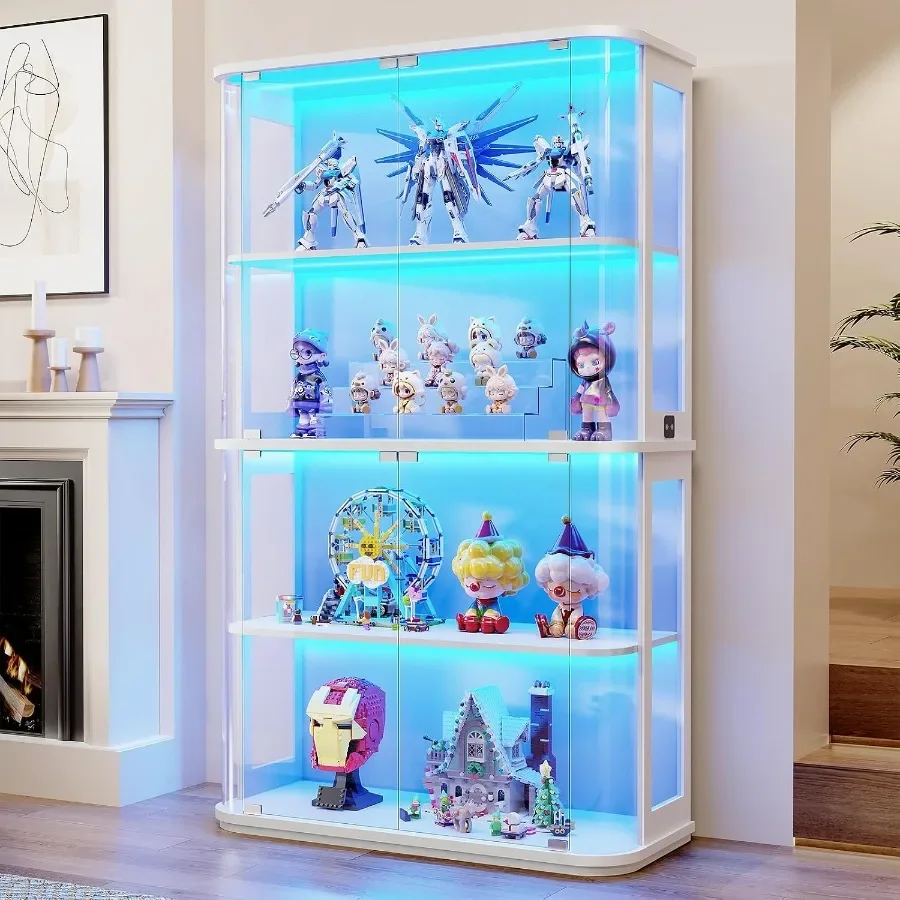 Rounded Display Cabinet with Glass Door and Lights