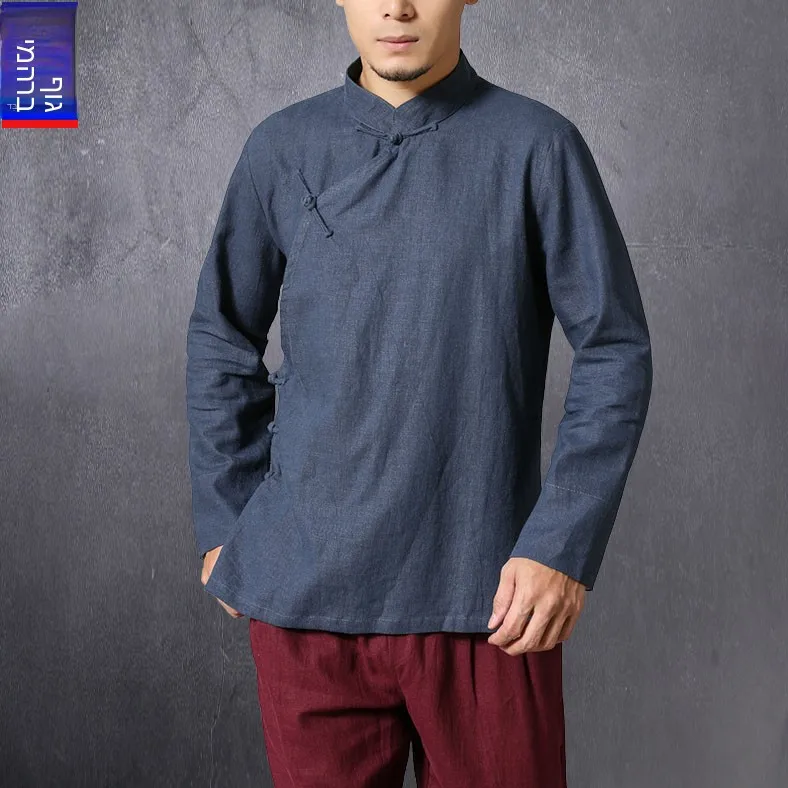casual-cotton-linen-men's-tang-suit-with-button-decoration-stand-collar-side-buttoned-traditional-chinese-hanfu-style-top-for