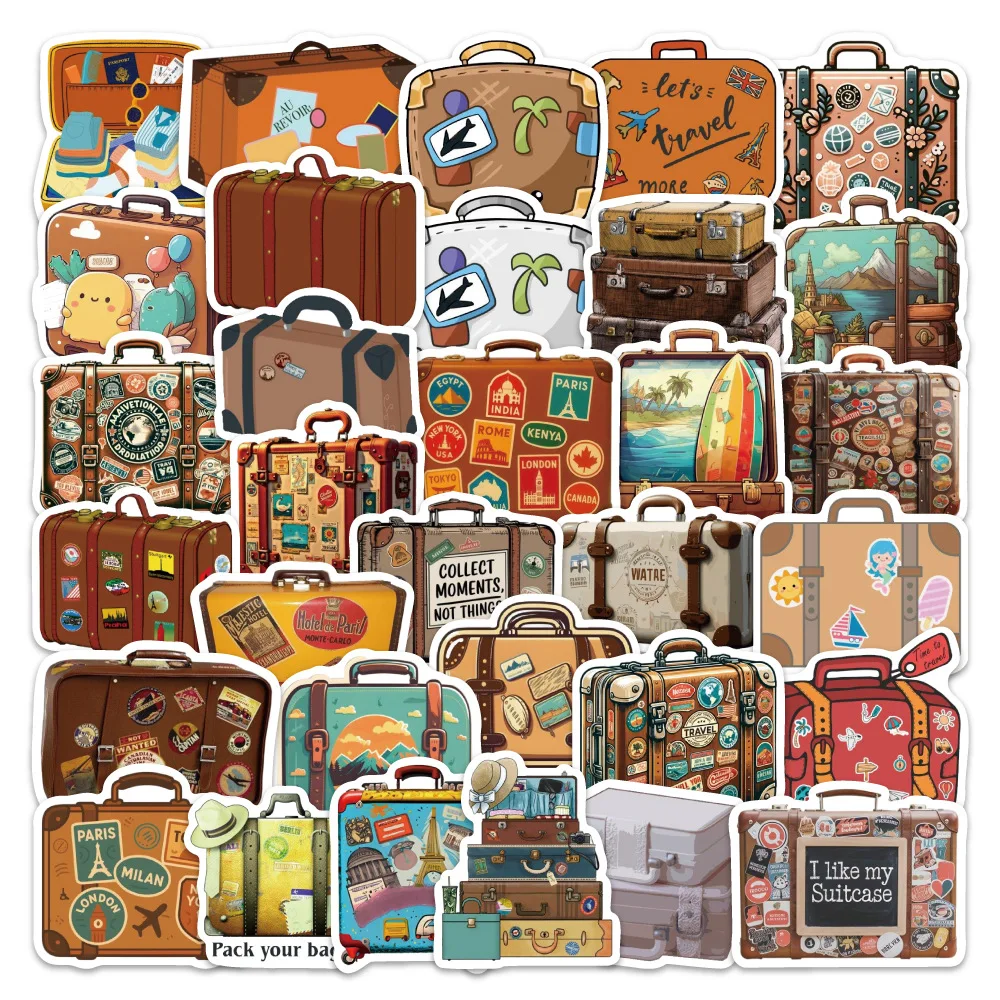 

54PCS Cartoon Retro INS Style Suitcase Sticker DIY Decorative Mobile Phone Case Notebook Water Cup Toy Gift Stickers