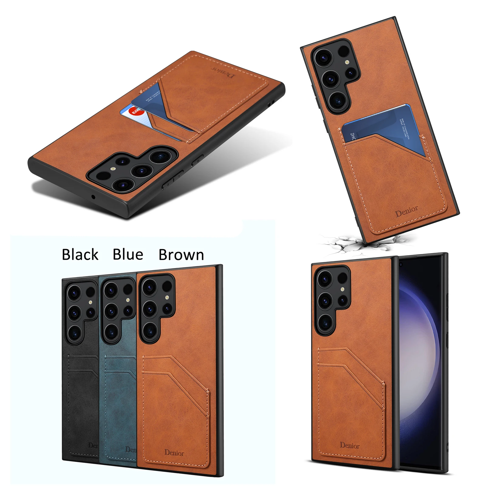 EUCAGR Für Samsung Galaxy S25 Ultra S25 Plus S 25, Luxus Retro Brieftasche Telefon Fall Karte Halter PU Leder Zurück Abdeckung