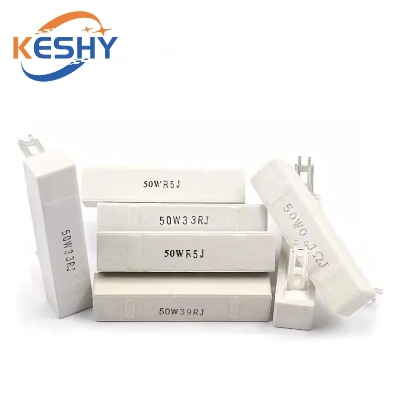 50W Ceramic Cement High Power Resistor 0.1~1K 0.2 0.22R 0.5 1 1.5 2 2.5 3 4 5 6 8 10 15 20 25 30 50 80 100 200 250 300 500 Ohm