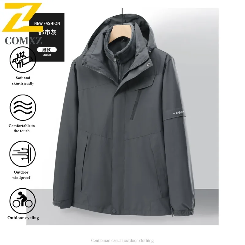 

EiAO Jacket Couple's 3-in-1 Winter Waterproof Windproof Detachable Hood Thermal Coat for Hiking Camping Fishing Expedition 2025