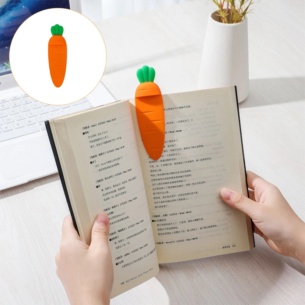 

Carrot Bookmark Cartoon Silicone Reading Marker Students Book Decor Gift Reusable Miniature Marking Tool Lightweight Safe