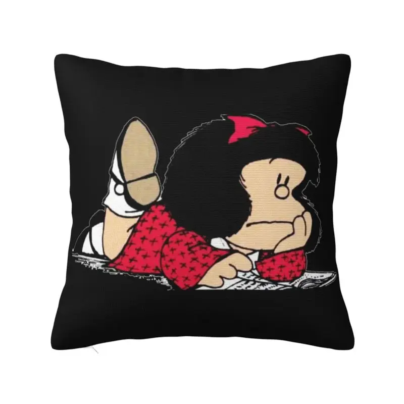 Cute Mafalda Nordic Throw Pillow Covers Living Room Decoration Argentine Cartoon Quino Comic Car Cushion