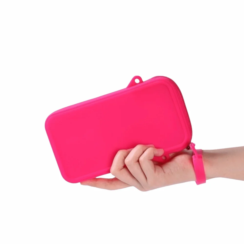 Silicone Multi-Use Makeup Bag Waterproof Shockproof Square Storage Organizer Universal Solid Color Portable Cosmetic Bag