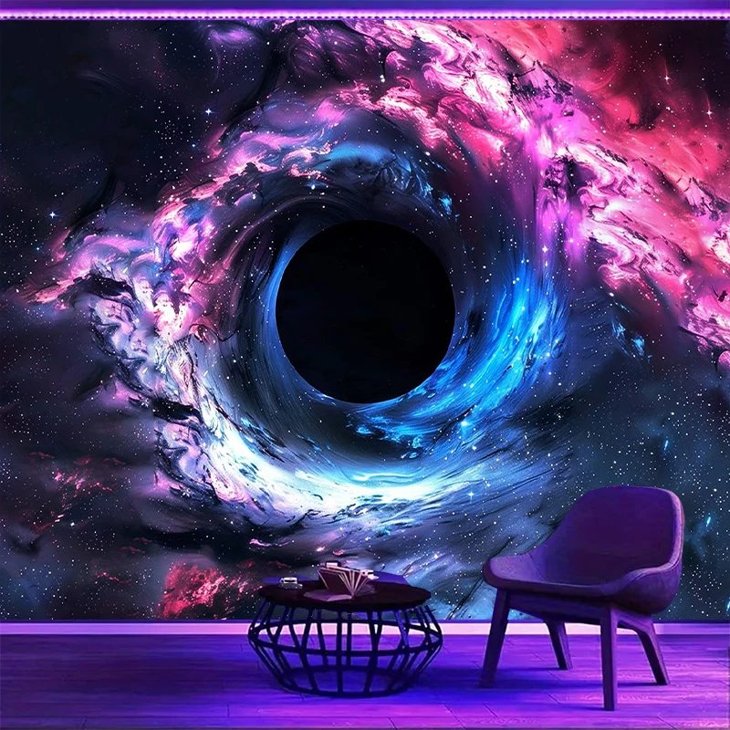 1PC Black Hole Nebula Art Print Backdrop Banner, Bedroom Living Room Photo Background, Polyester, Home Decor, Wall Art