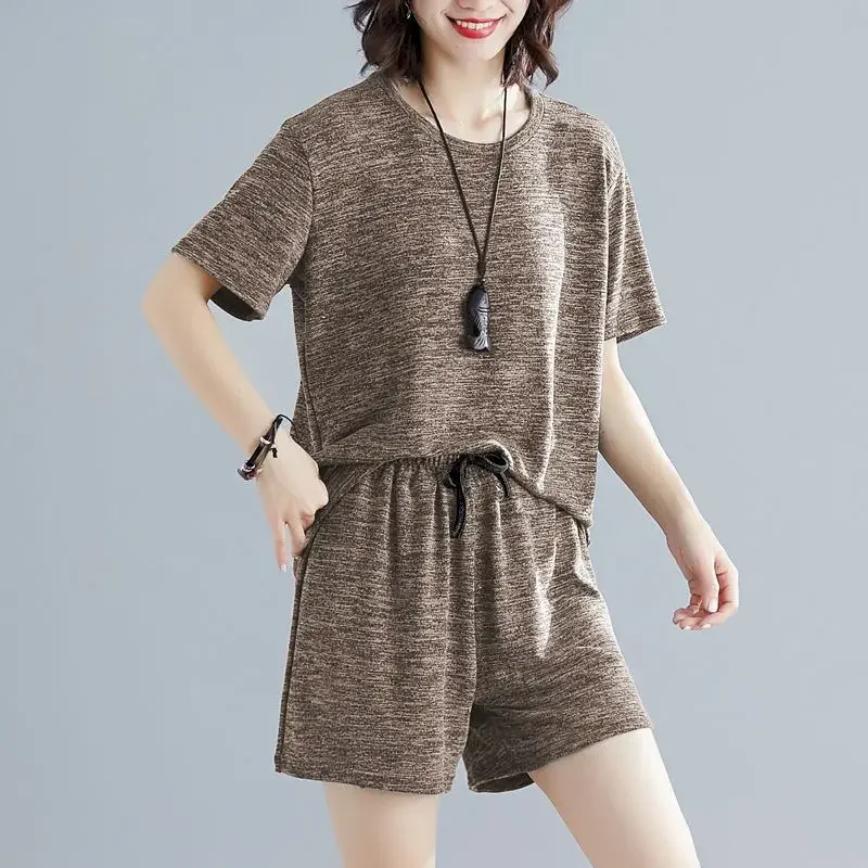 Casual Loose T Shirt Sets Women Summer Thin Oversized Short-sleeved T-shirt and Shorts Sports Two Piece Suits Womens Clothing