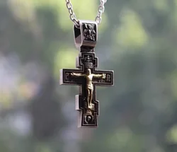 S925 Pure Silver Jesus · Ten Square Fine Remo Cross Pender for Men and Women Couple