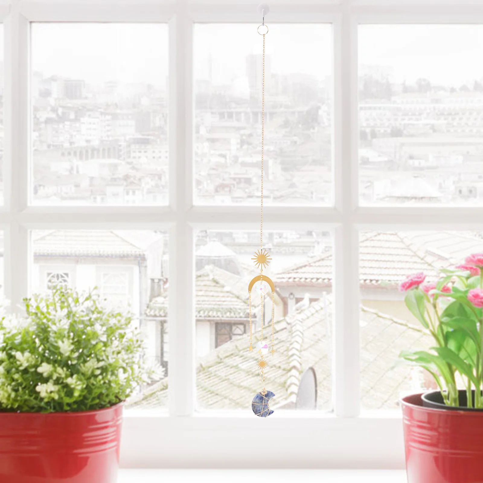 

Crystal Moon Pendant Fine Workmanship Hanging Decoration Home Balcony Decor Sun Catcher Ceiling Lamp Ornament Crystal