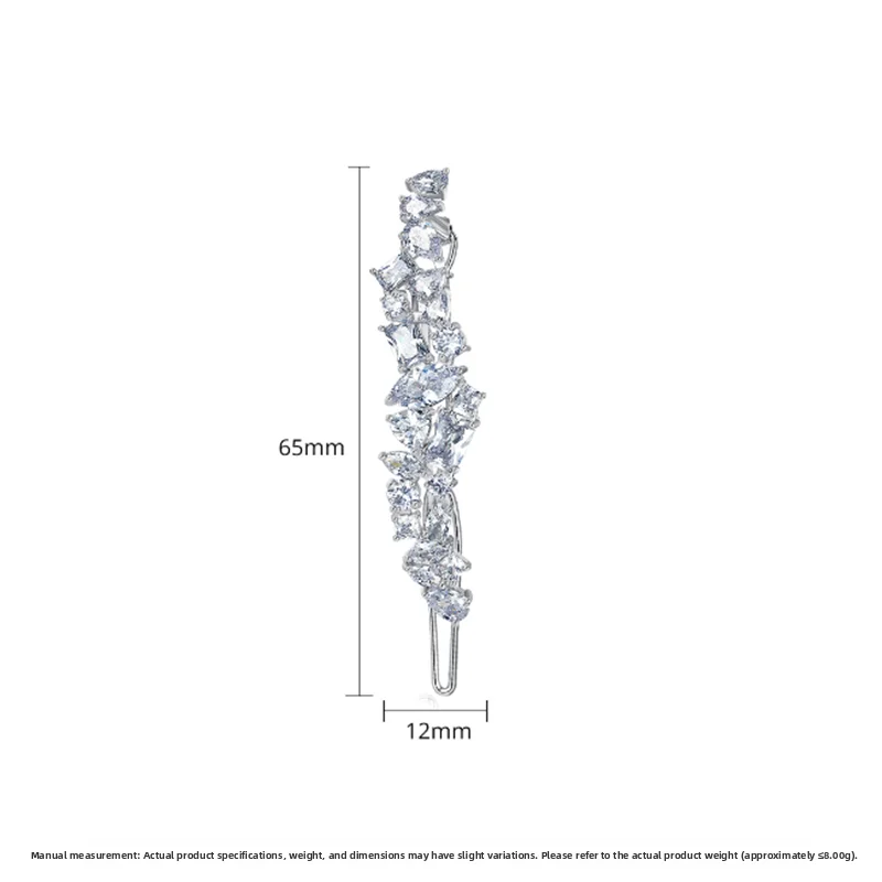 

S925 Pure Silver Moissanite Hair Clip Side New Faion Bride Hair Clip Ladies Hair Accories One Word Clip Ele Design