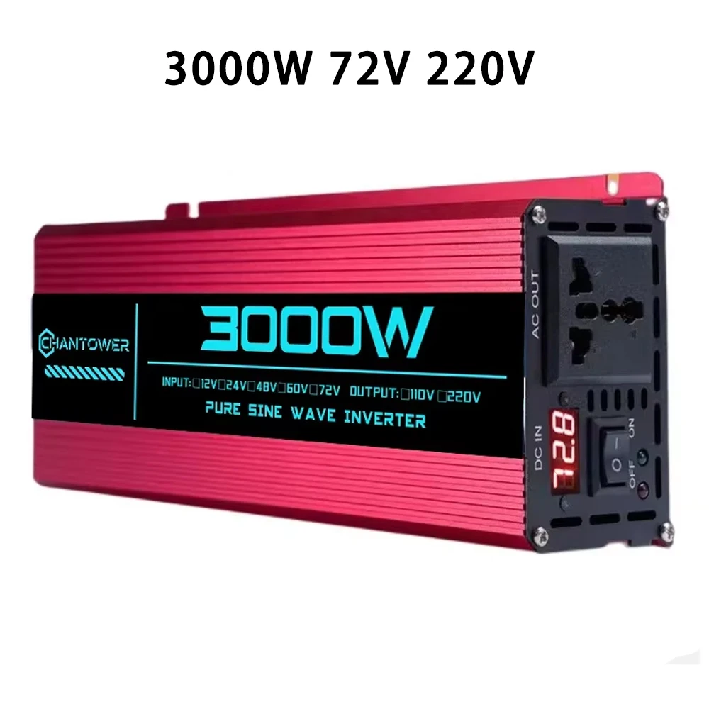 Zuivere Sinusgolfomvormer DC 48V/72V naar AC 220V 1000W 1600W 3000W 4000W 5000W 6000W LCD Display Stroomomvormer Auto Zonne-omvormer