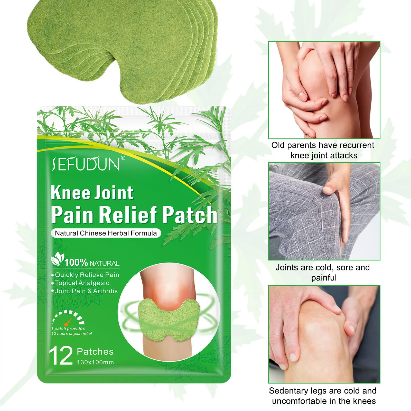 

Relieve Heat In Knee, Back, Neck, and Shoulder Knee Pain Relief Patches Relieves Muscle Soreness And Promotes Blood Circulation