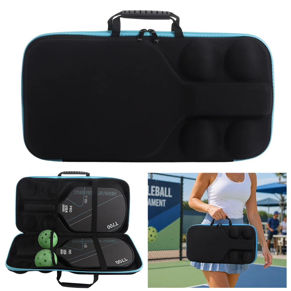 Hard Shell Pickleball Racket Storage Bag Fits 2 Paddles And 4 Balls Waterproof Pickleball Paddle Bag EVA Protective Cover