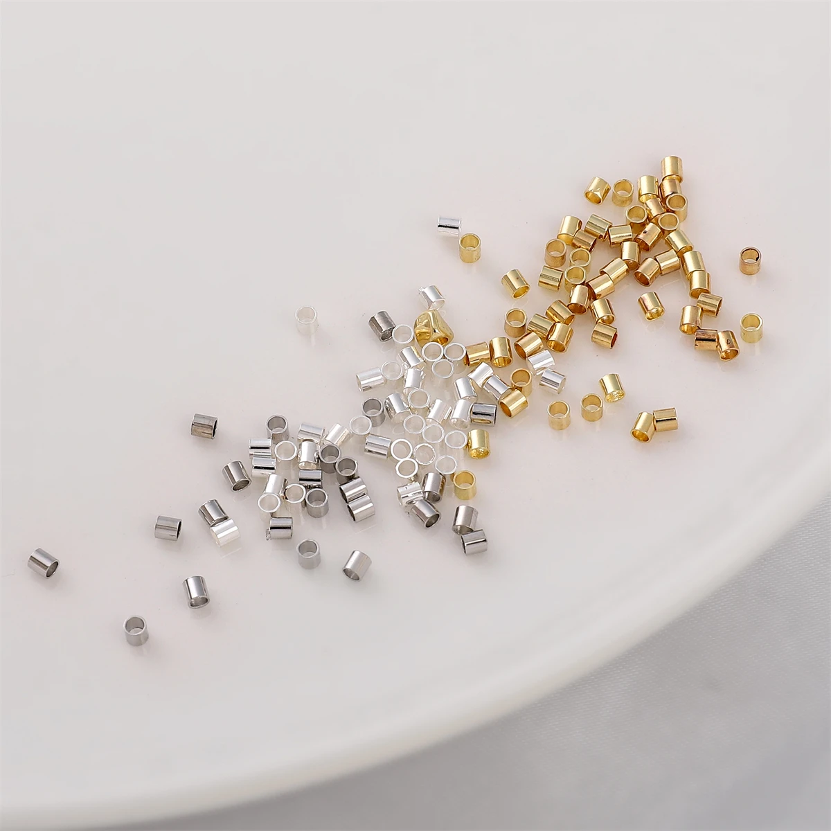 100pcs High Quality Color Retention Brass Crimp Beads Plated with 14K/Platinum/Silver Plating For Diy Jewelry Finding Making Acc