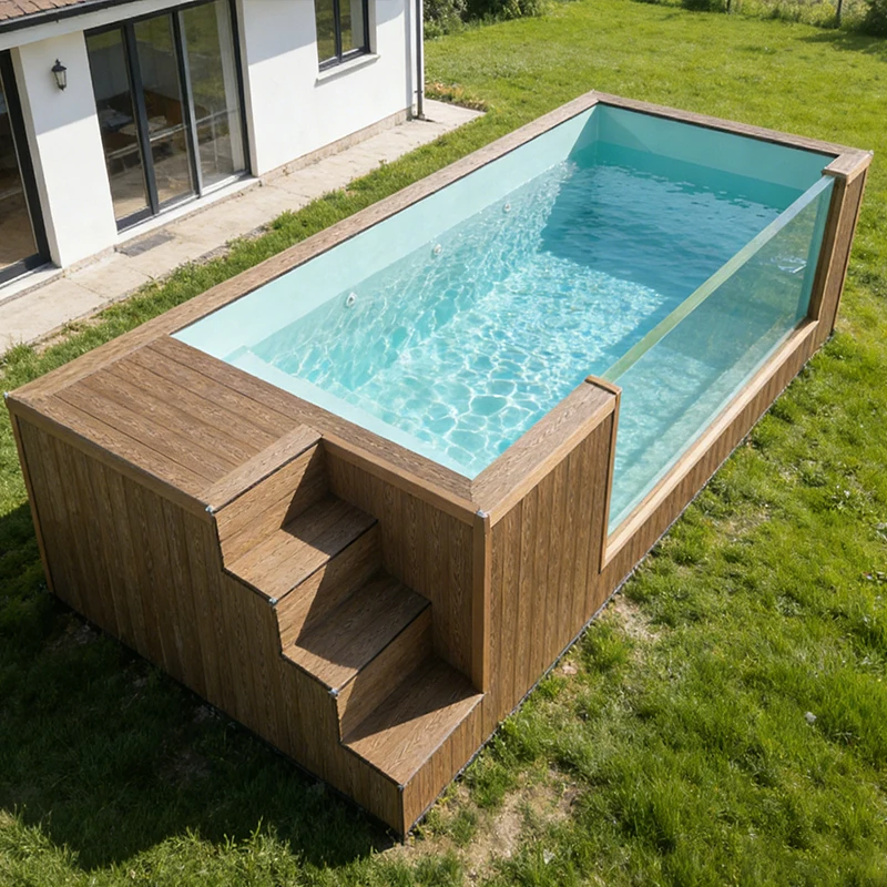 Container Pool Prefab Swimming Pool Shipping Container Pool Above Ground Inground with Infinity Edge and Heating