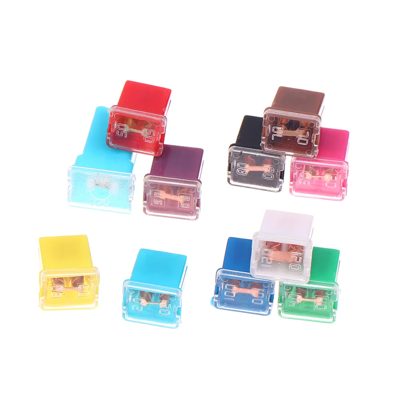 5pcs Compact Square Auto Fuse Set 20A-90A with Storage Box, Mini Car Fuses Assortment Kit