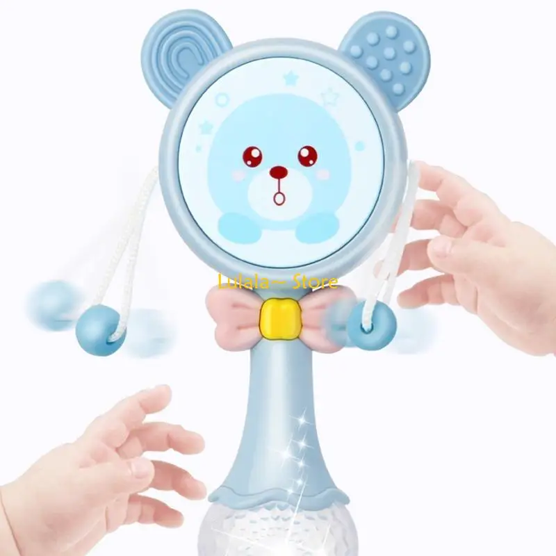 Y4QA Baby Musical Rattle Drum Toy Ring Lovely Electric Toy com som embutido Infantic Teether Grab Leangrem Toy