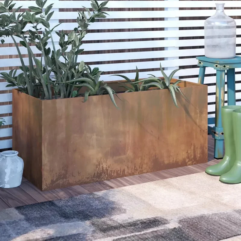 for Corten Steel Modern Square Modular Planter Rusty Flat Pack Flower Pot