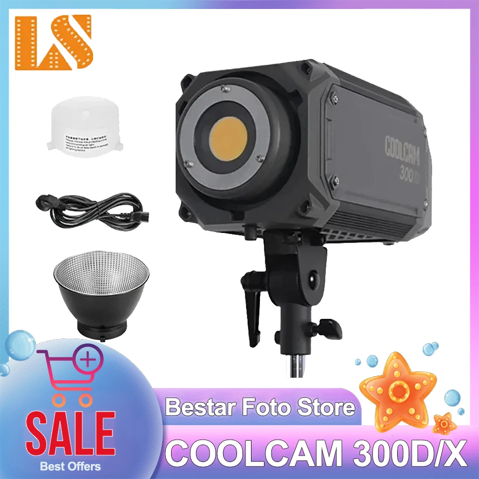 Lishuai COOLCAM 300D / COOLCAM 300X LED COB Video Light Bowens Mount Photography Fill Light for Interview Film Outdoor Recording