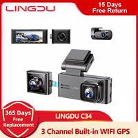 LINGDU C34 3 Channel Dash Cam 4K+1080P Built-in 5.8Ghz WiFi GPS 3.19\