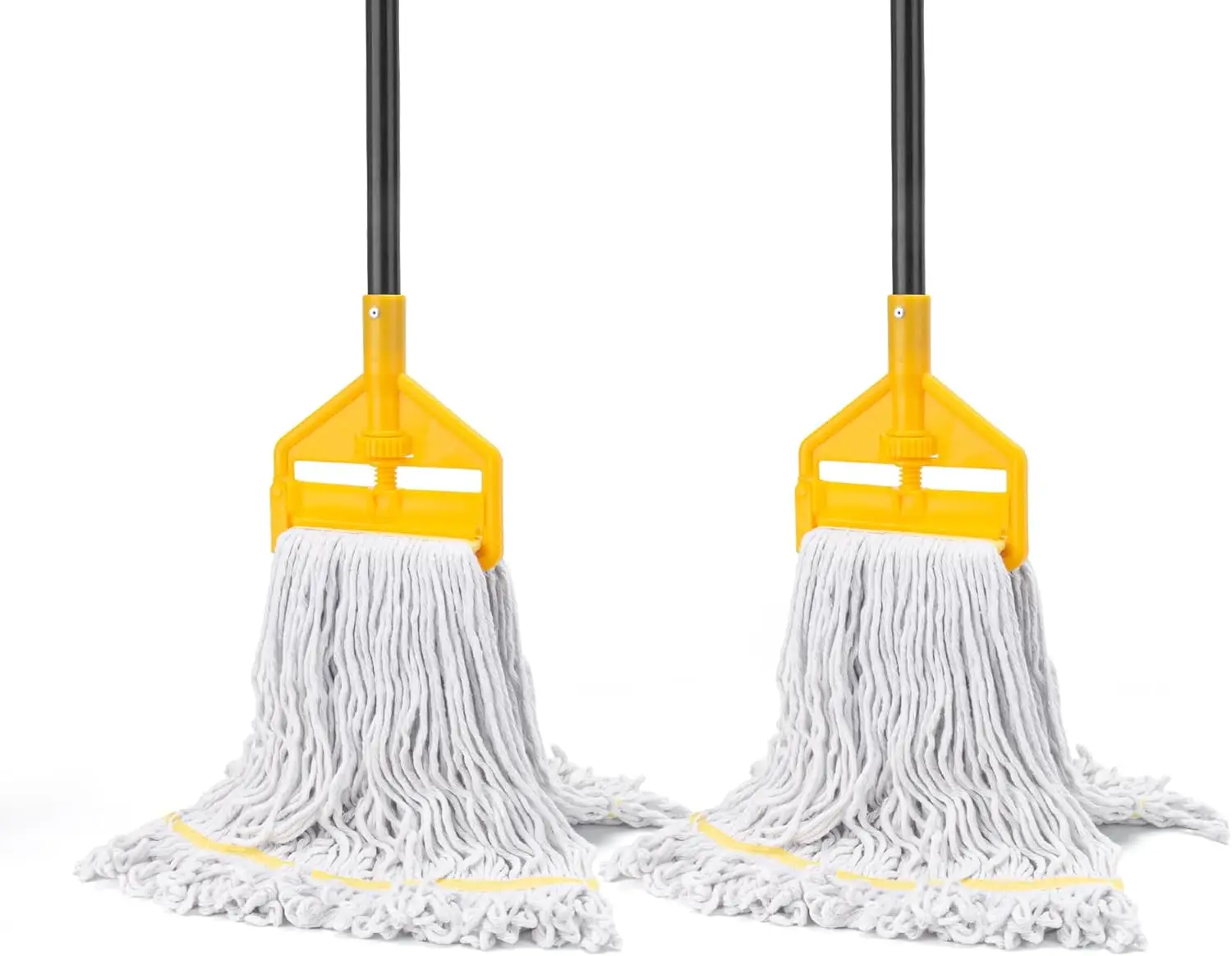 

2 Pack Commercial Mop Heavy Duty Industrial Mops,60 inch Long Handle with Looped-End String Cotton Wet Mop Head Replacement for