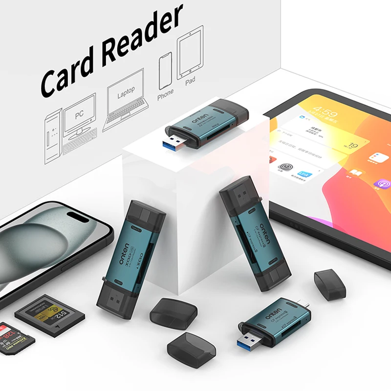 

USB Card Reader SDXC/CF/XQD card reading Multi-function Plug and Play 10Gbps USB Splitter Adapter converter dock station